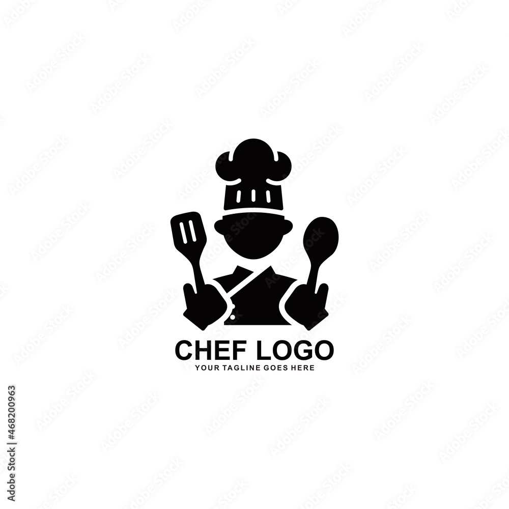 Chef logo simple flat icon vector illustration Chef logo simple flat icon vector illustration