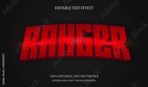 Ranger Red Editable Text Effect Style Vector