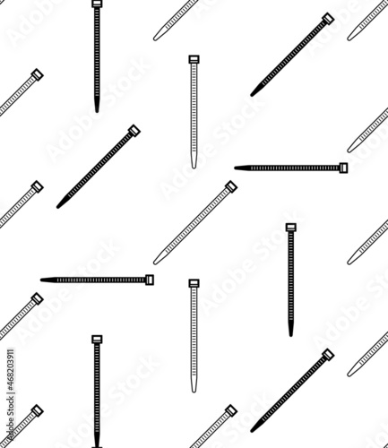 Cable Tie Icon Seamless Pattern, Hose Tie, Zip Tie Icon