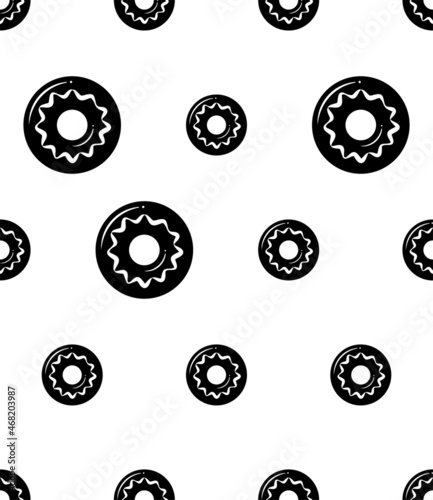 Doughnut Icon Seamless Pattern, Donut Icon, Yeast Raised Ring Shape Sweet Snack, Fried Dough Confection, Dessert Food