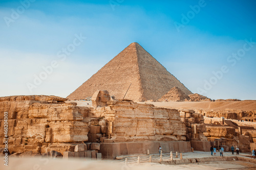Pyramid of Egypt against the sky. Ruin