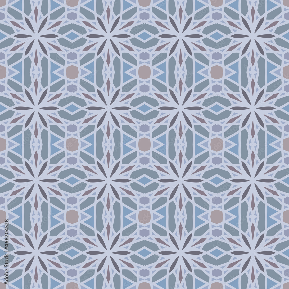 Ornamental pattern. The pattern is in the Arabic style in shades of blue.