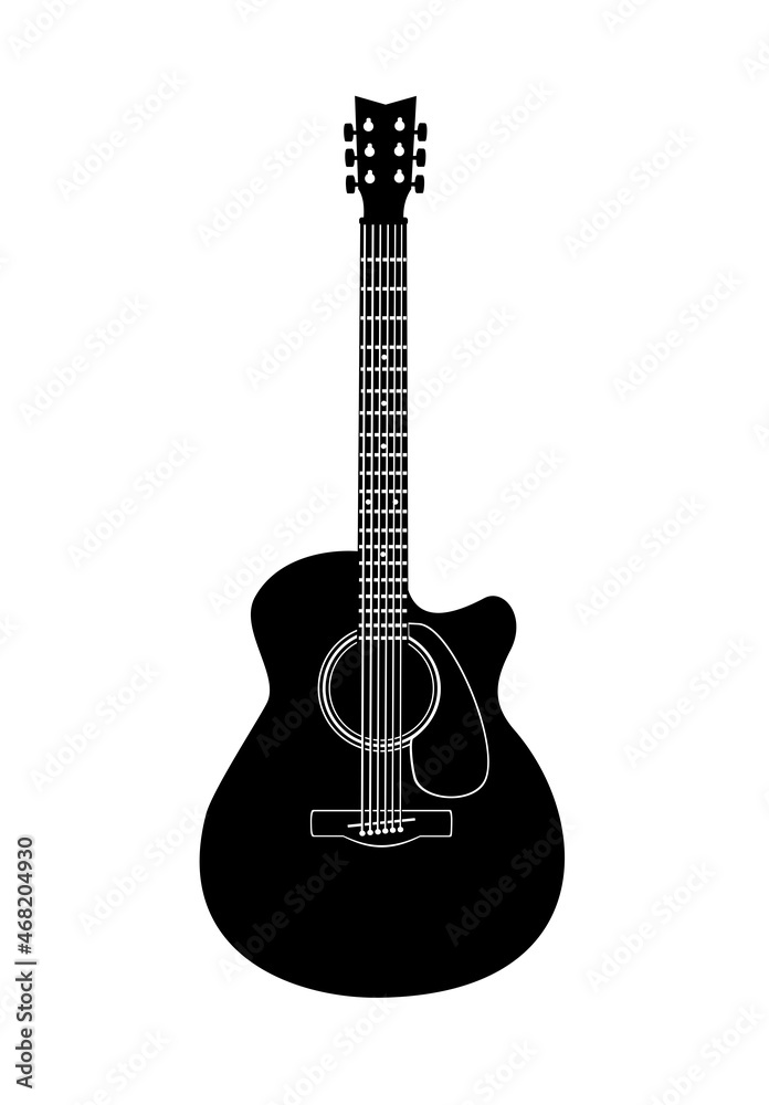 Acoustic guitar isolated on white. Vector illustration.