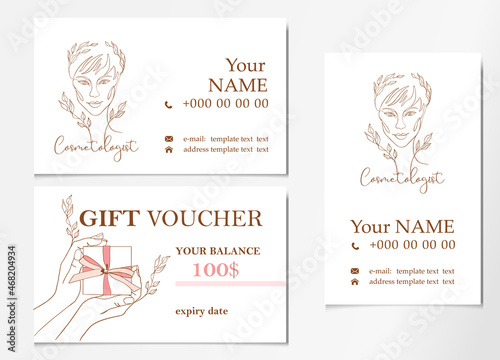 Beautician business card template and gift certificate
