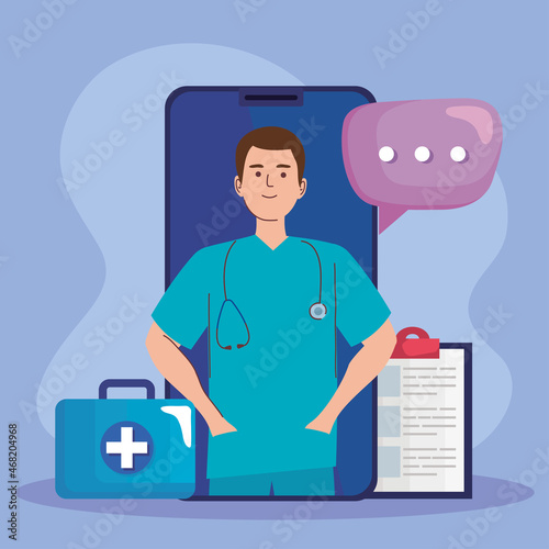 doctor in telemedicine attention