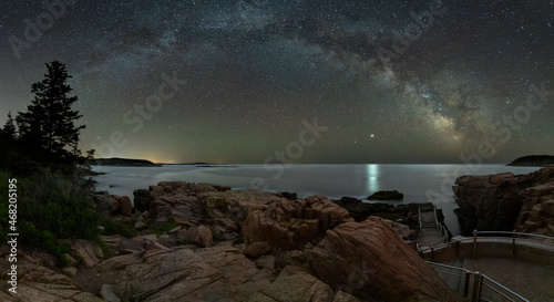 The milky way over thunder hole in Acadia National Park, Maine  photo