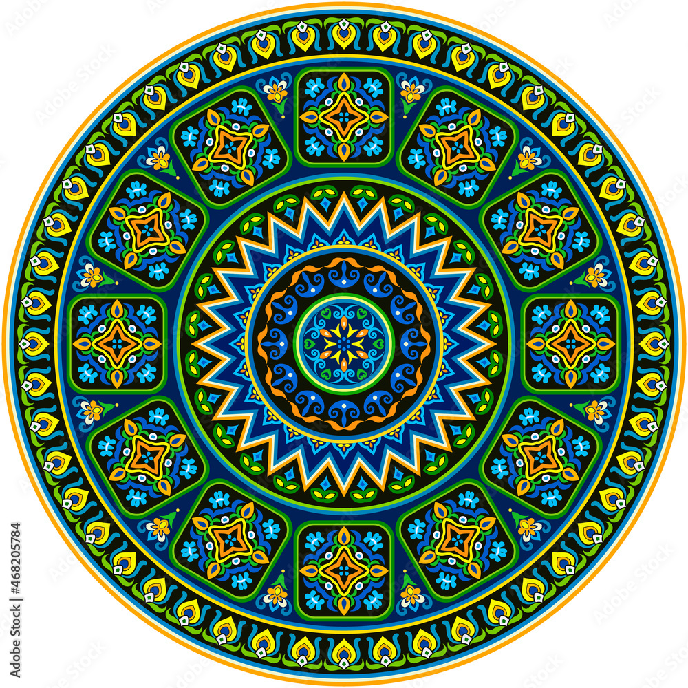 Vector abstract decorative round floral ethnic illustration