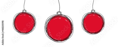 Hand drawn Christmas tree ball ornament isolated on white background