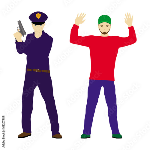 Police officer and detainee.