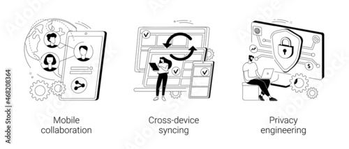 Networking app software abstract concept vector illustrations.