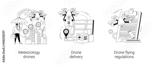 Autonomous aircraft use abstract concept vector illustrations.