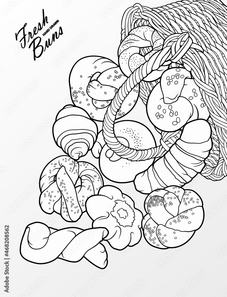 Food hand drawn vector doodles illustration.