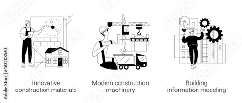 Construction technology innovation abstract concept vector illustrations.