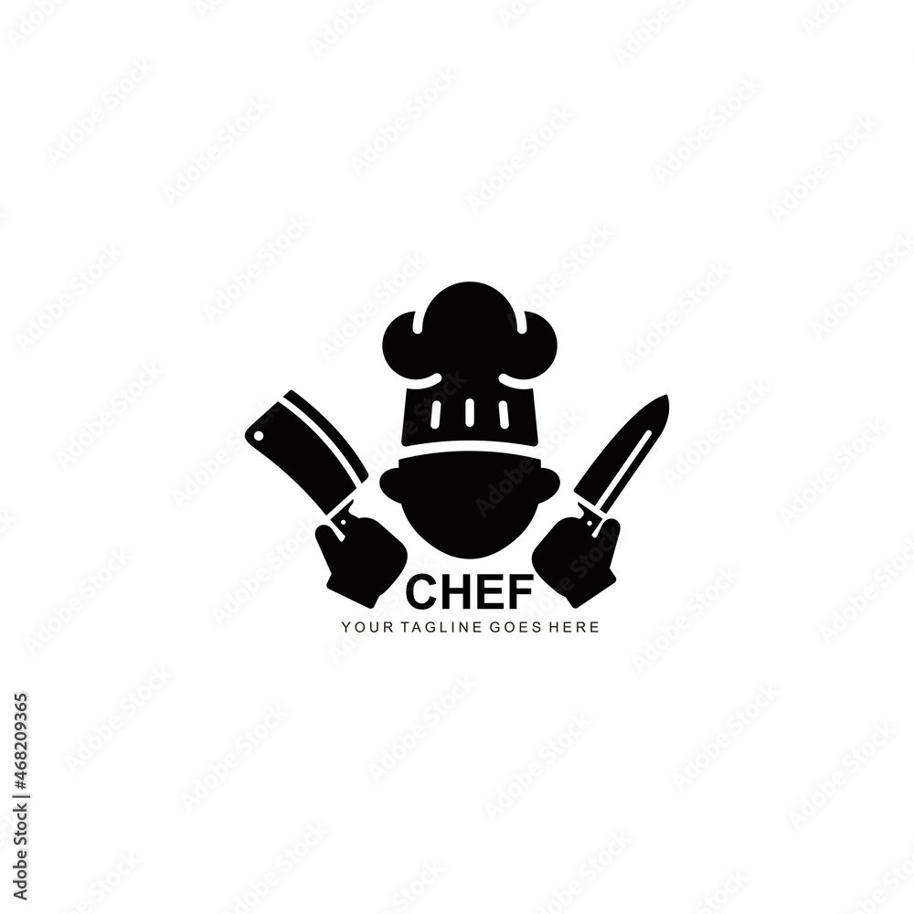 Chef logo simple flat icon vector illustration Chef logo simple flat icon vector illustration