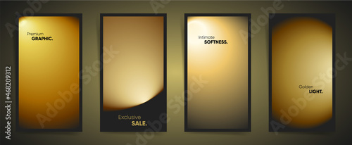 Golden black smooth gradient cover template design set for stories, social media posts, poster and sale banners. Smooth premium fashion gradient art. Vector black Friday sale premium vertical story.