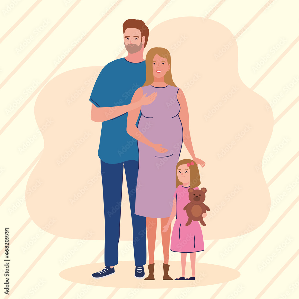 Obraz premium cute parents with daughter