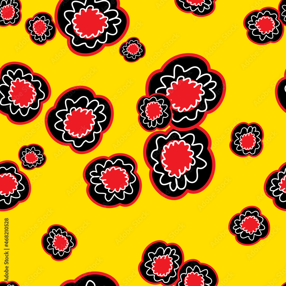 Floral art, Flowers and leaf Seamless pattern, Vector illustration.