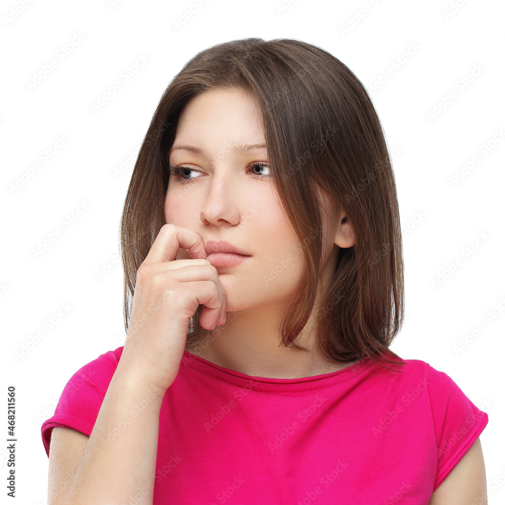 Portrait of worried young woman,crying girl,confused young woman Portrait of worried young woman,crying girl,confused young woman