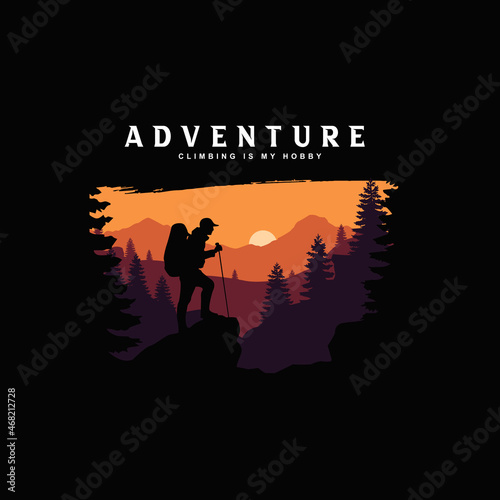 Adventure vector illustration. Climbing is my hobby illustration often used for T-shirt design and more