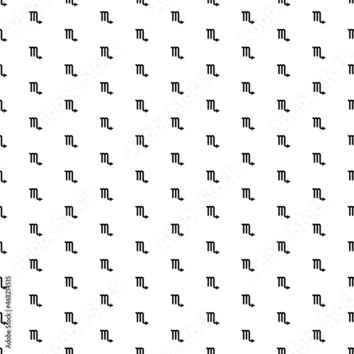 Square seamless background pattern from black zodiac scorpio symbols. The pattern is evenly filled. Vector illustration on white background