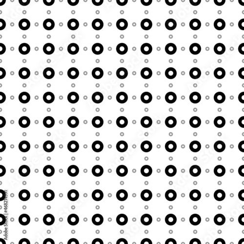 Square seamless background pattern from geometric shapes are different sizes and opacity. The pattern is evenly filled with big black record media symbols. Vector illustration on white background