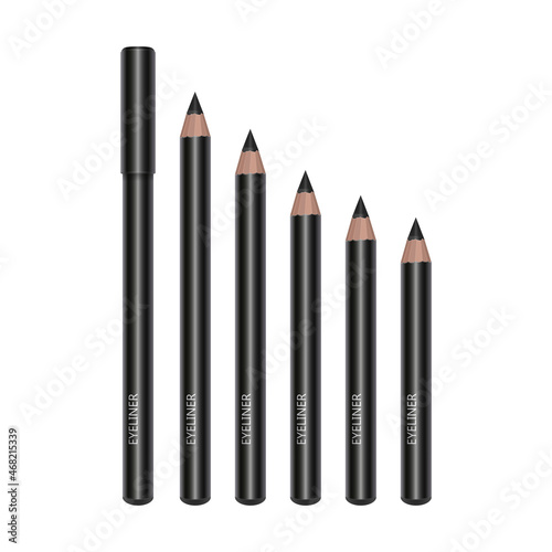 Set of realistic pencil eyeliner icon, vector illustration