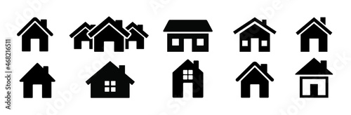Home flat icon set vector illustration