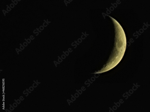 Crescent moon in the night sky