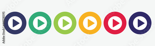 6 circles set with play icon in various colors. Vector illustration. Free Download 6 circles set with play icon in various colors. Vector illustration. - GFXLoad