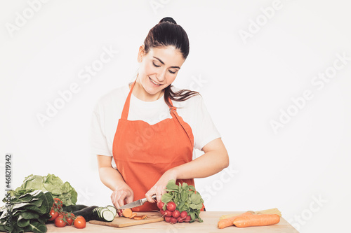 Woman Cutting Vegetables photo