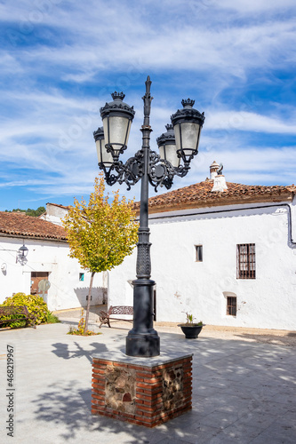 View of a typical Andalusian streetlight with four lights