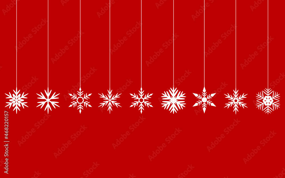 White Christmas snowflakes on threads White Christmas snowflakes on threads