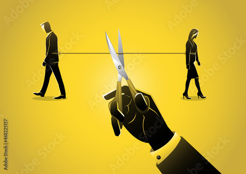 Separation of broken marriage end of relationship concept