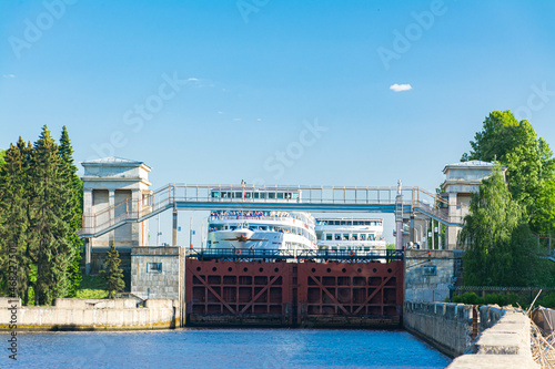 River cruise ships in the river lock