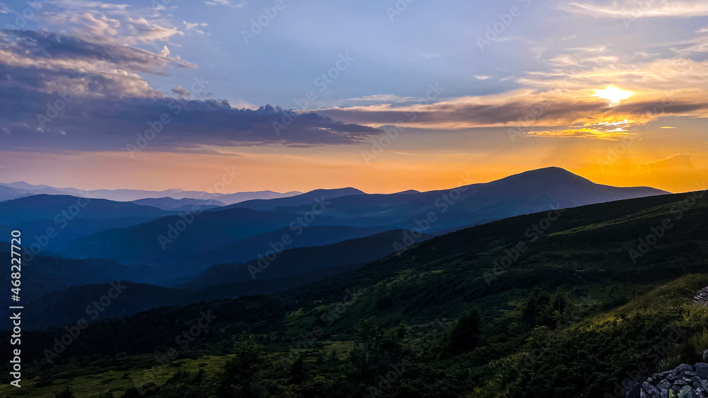 Nature Landscape - Carpathian Mountains rage. Tourist places of Ukraine. Clear summer day. Concepts of tourism, environment. Nature Landscape - Carpathian Mountains rage. Tourist places of Ukraine. Clear summer day. Concepts of tourism, environment.