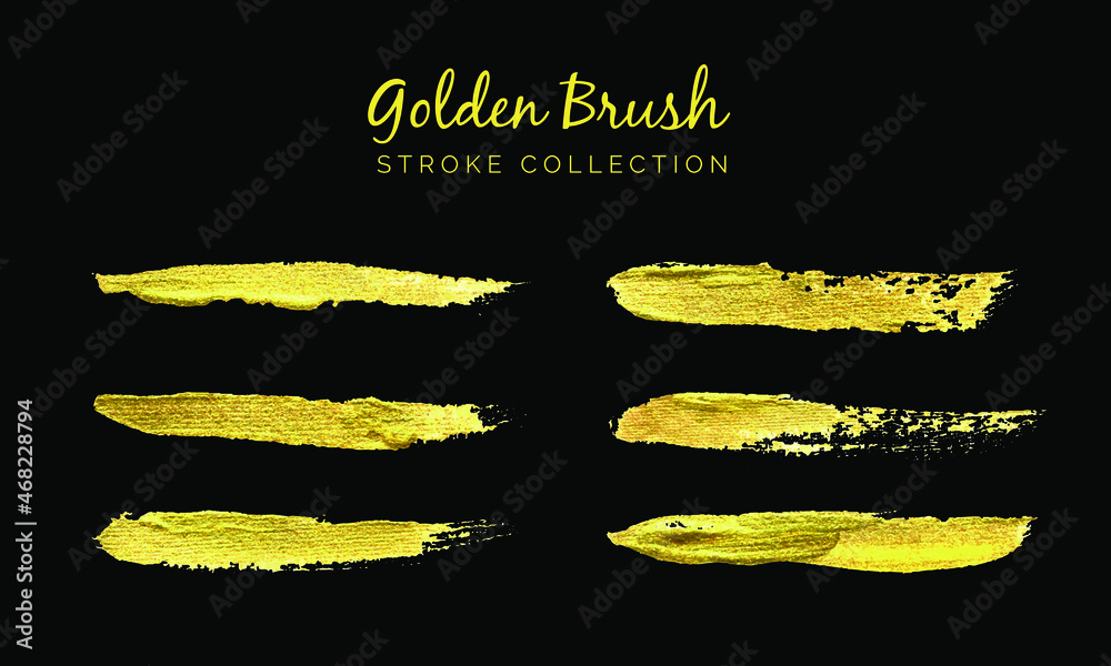 Golden brush stroke handpainted on black background
