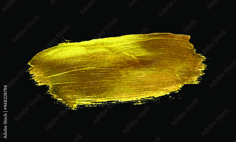 Golden brush stroke handpainted on black background