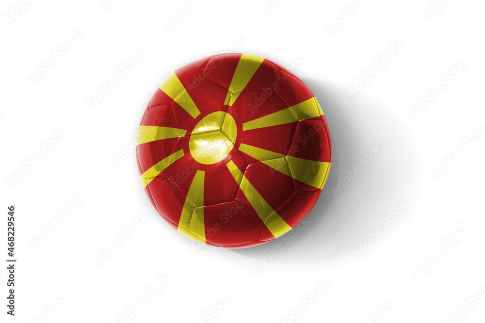Obraz premium realistic football ball with national flag of macedonia on the white background