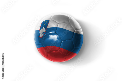 realistic football ball with national flag of slovenia on the white background