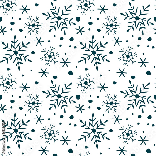 Seamless vector pattern with snowflakes.