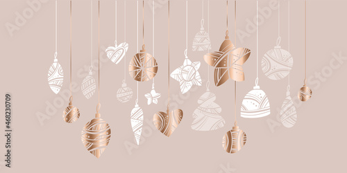 Pastel color Christmas vector ornaments for card