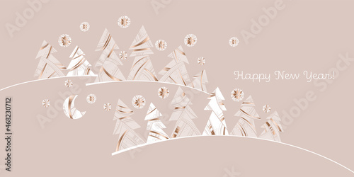 Luxury pastel colors winter Christmas tree postcard
