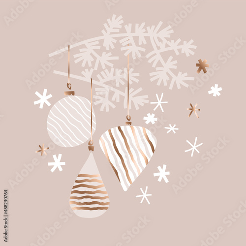 Luxury pastel colors Christmas baubles postcard