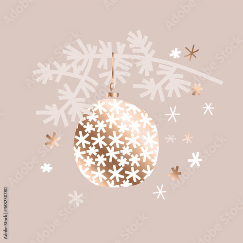 Naive hand drawn single Christmas bauble postcard
