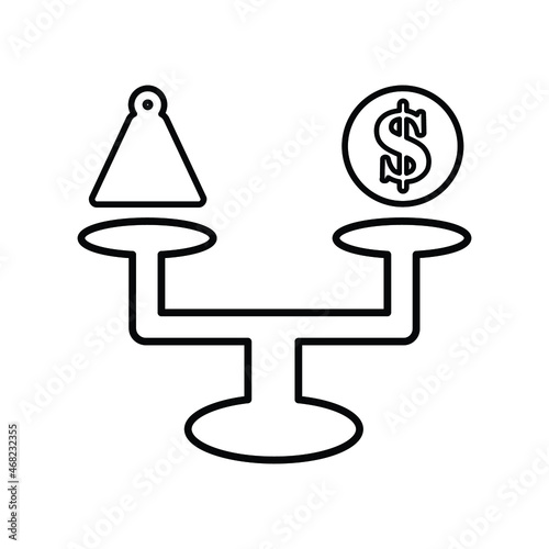 Market, scales, trade, trading, speculation outline icon. Line art design. © Jewel