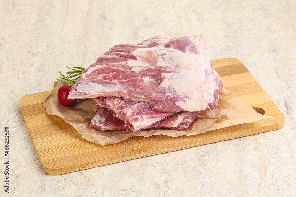 Raw pork ribs for cooking