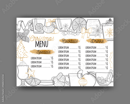 Winter Drinks Menu Template on white background