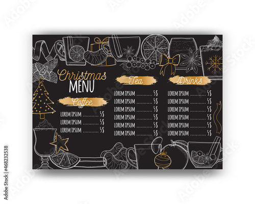 Winter Drinks Menu Template on blackbackground