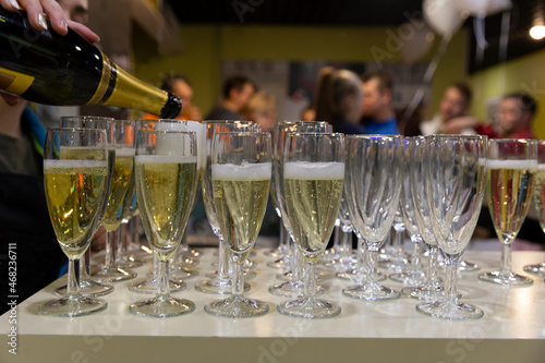Drink reception with served champagne glasses