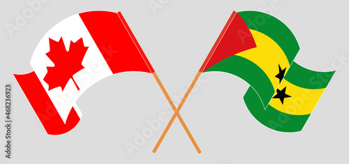 Crossed and waving flags of Canada and Sao Tome and Principe